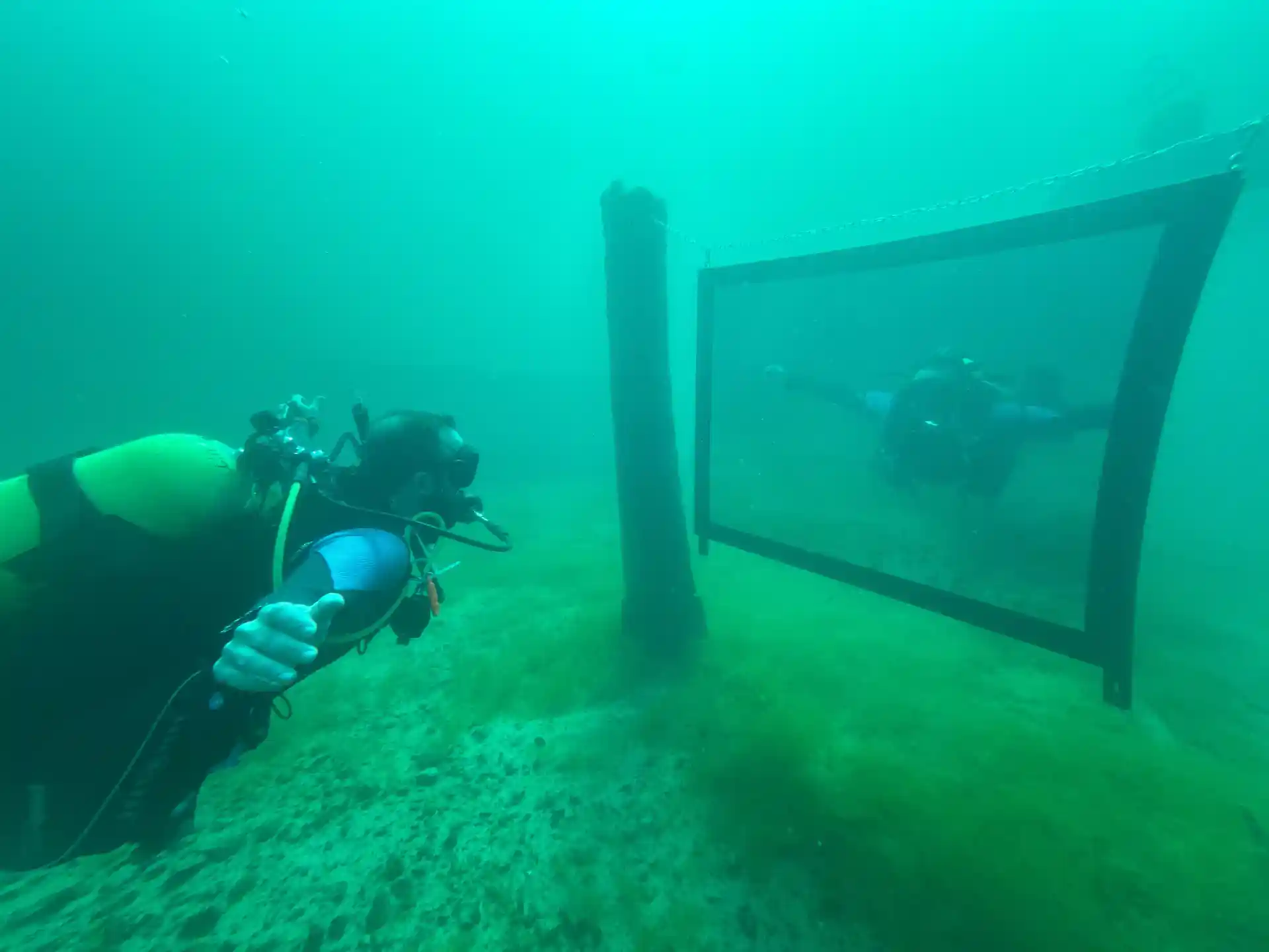 Checking out the new mirror in Fantasy Lake