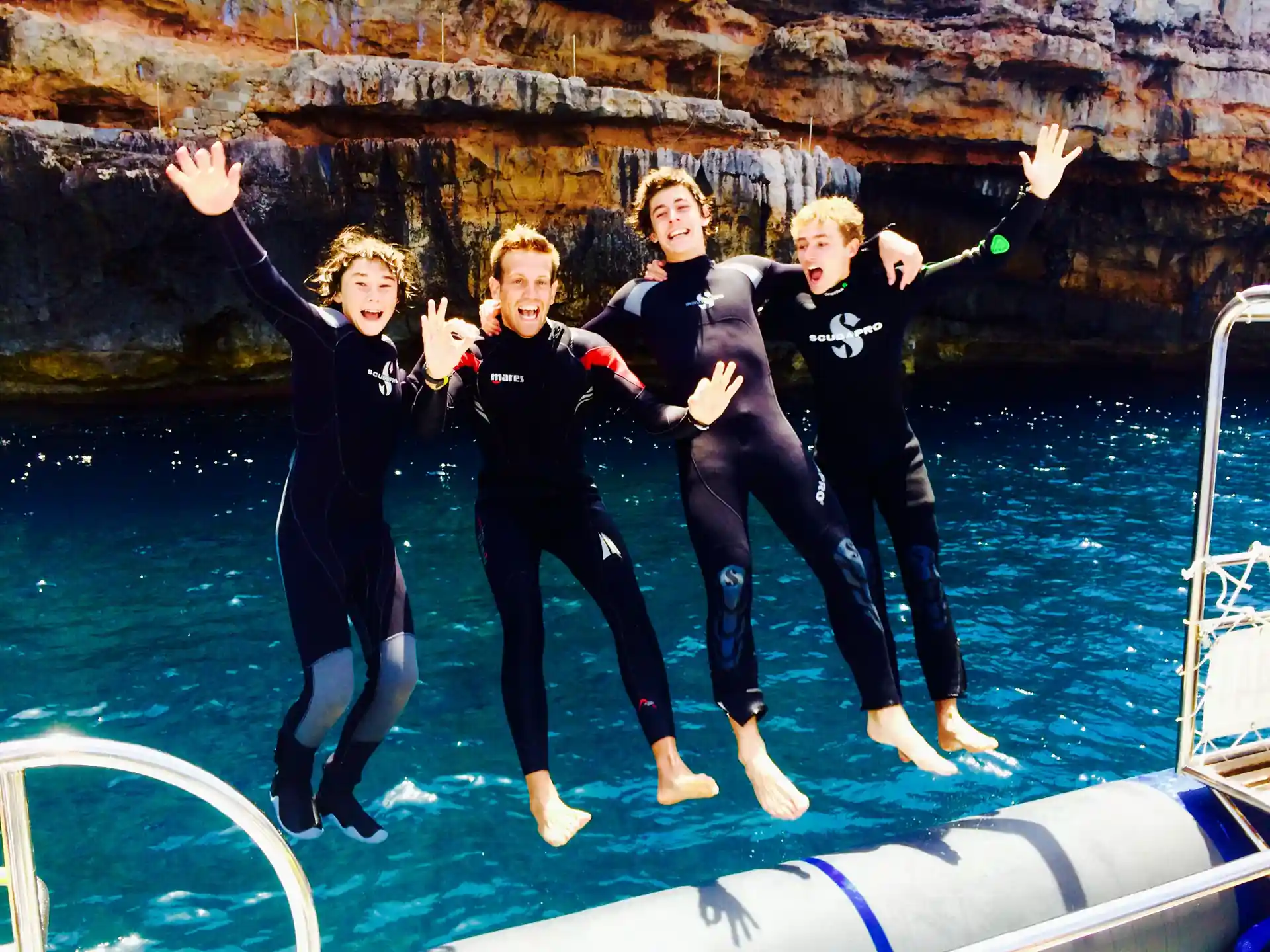 Post-dive joy! Because the fun doesn't stop once the tanks come off.