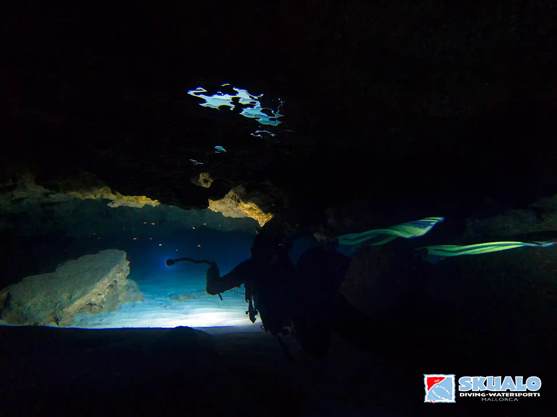 Buceo en cuevas en Mallorca con Skualo