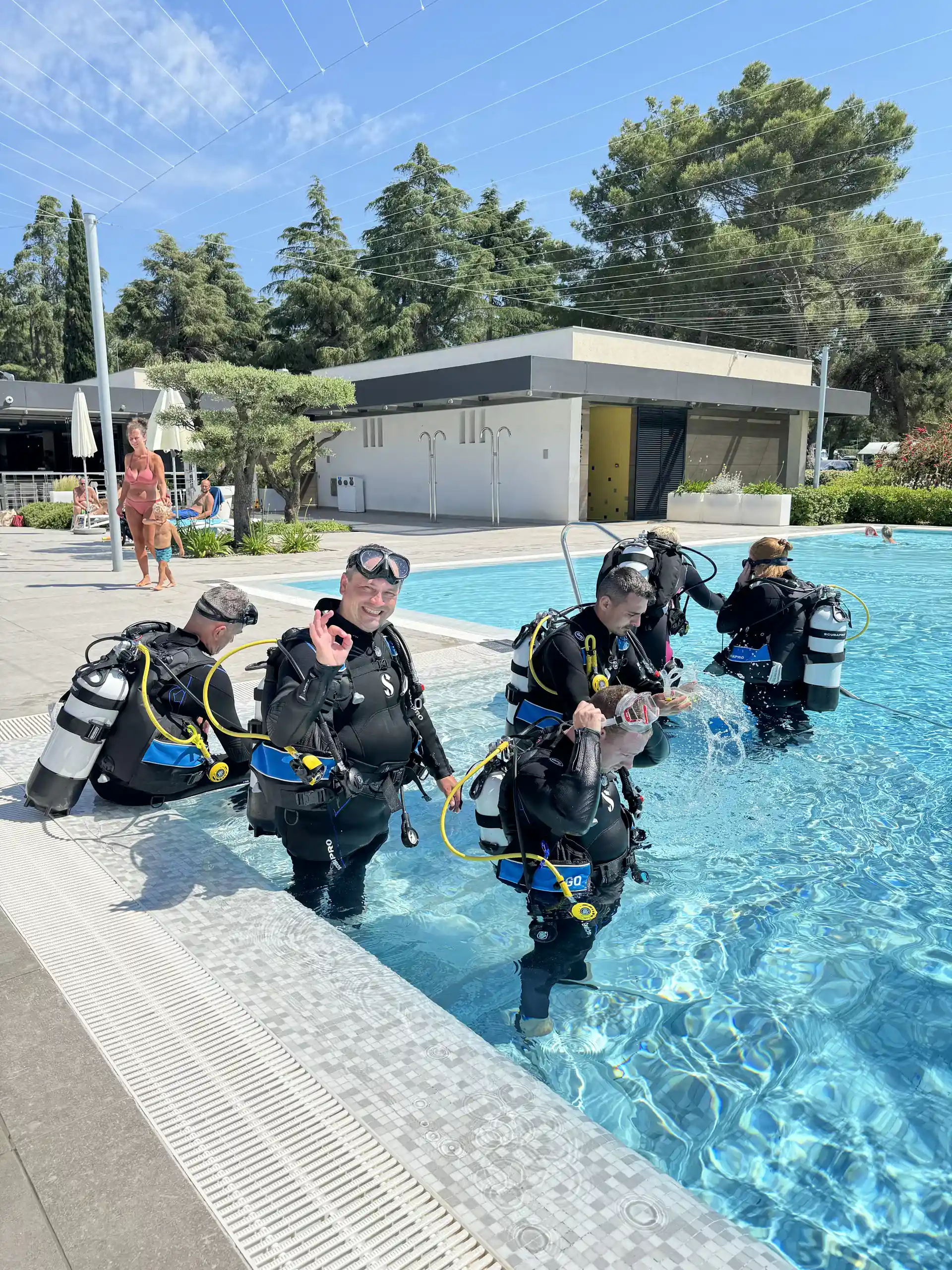 Our happy students can also training in pool