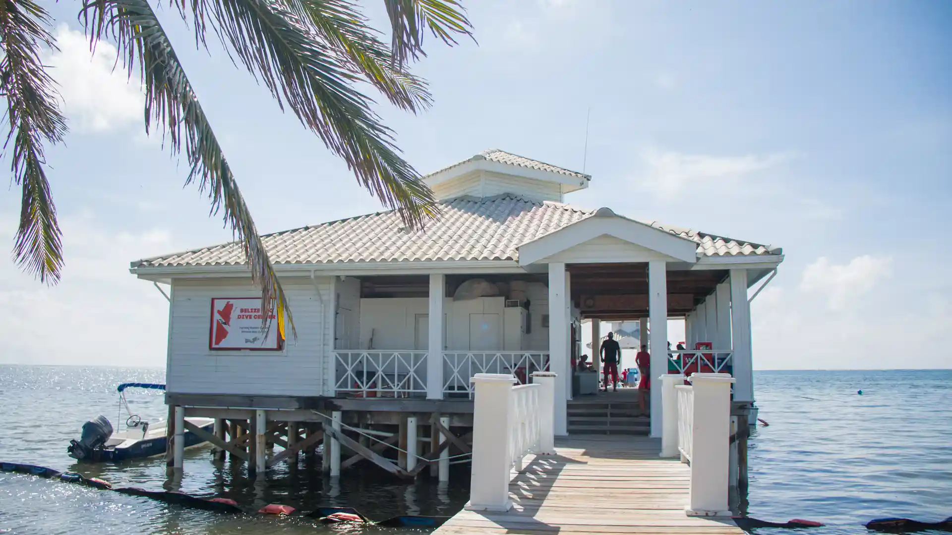 We are located on the pier of the Marriot Alaia Resort near The Deck Restaurant. This is one of the most luxurious stays on the island of San Pedro Ambergris Caye.