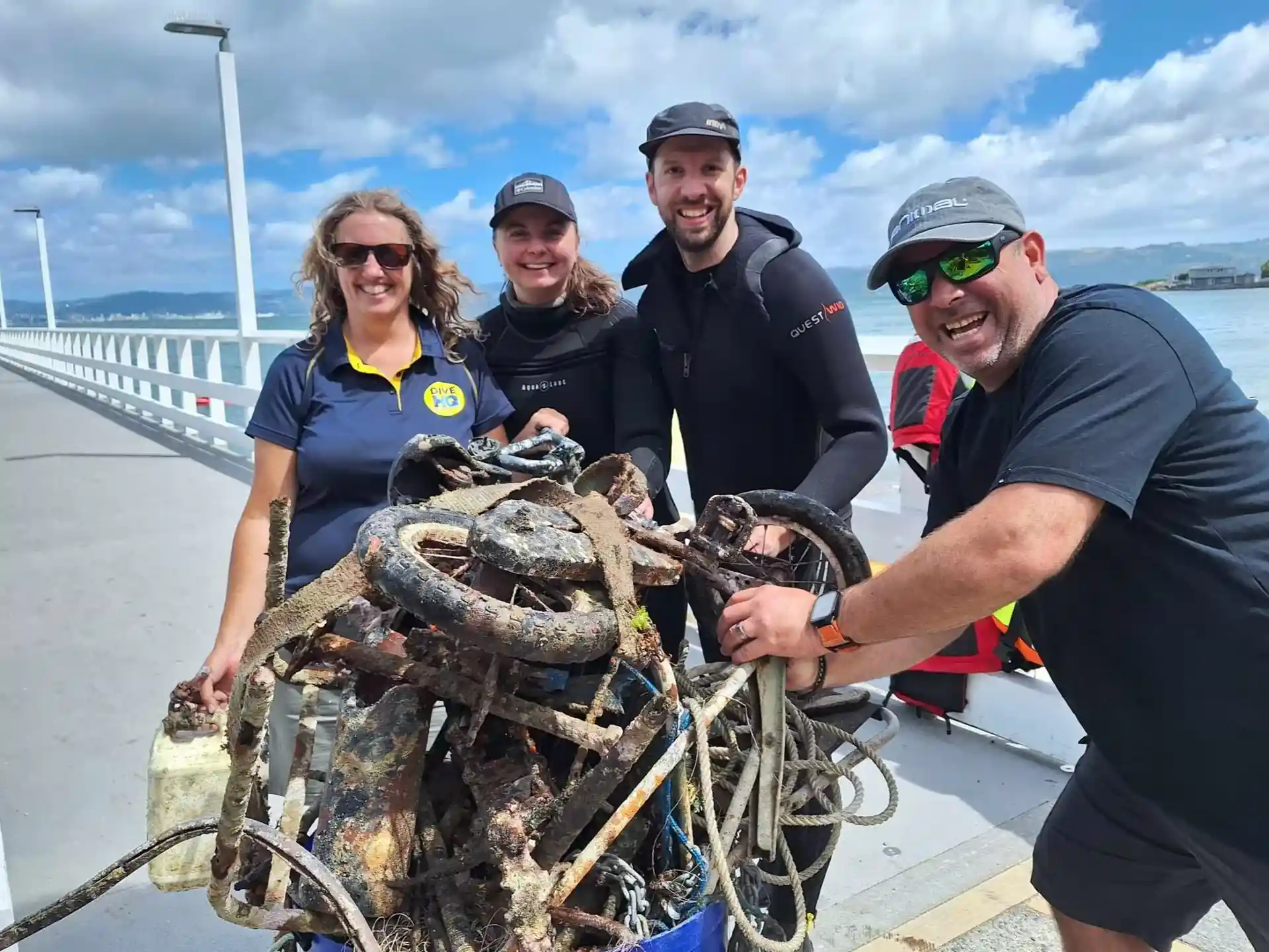 A load of debris hauled up onto the wharf