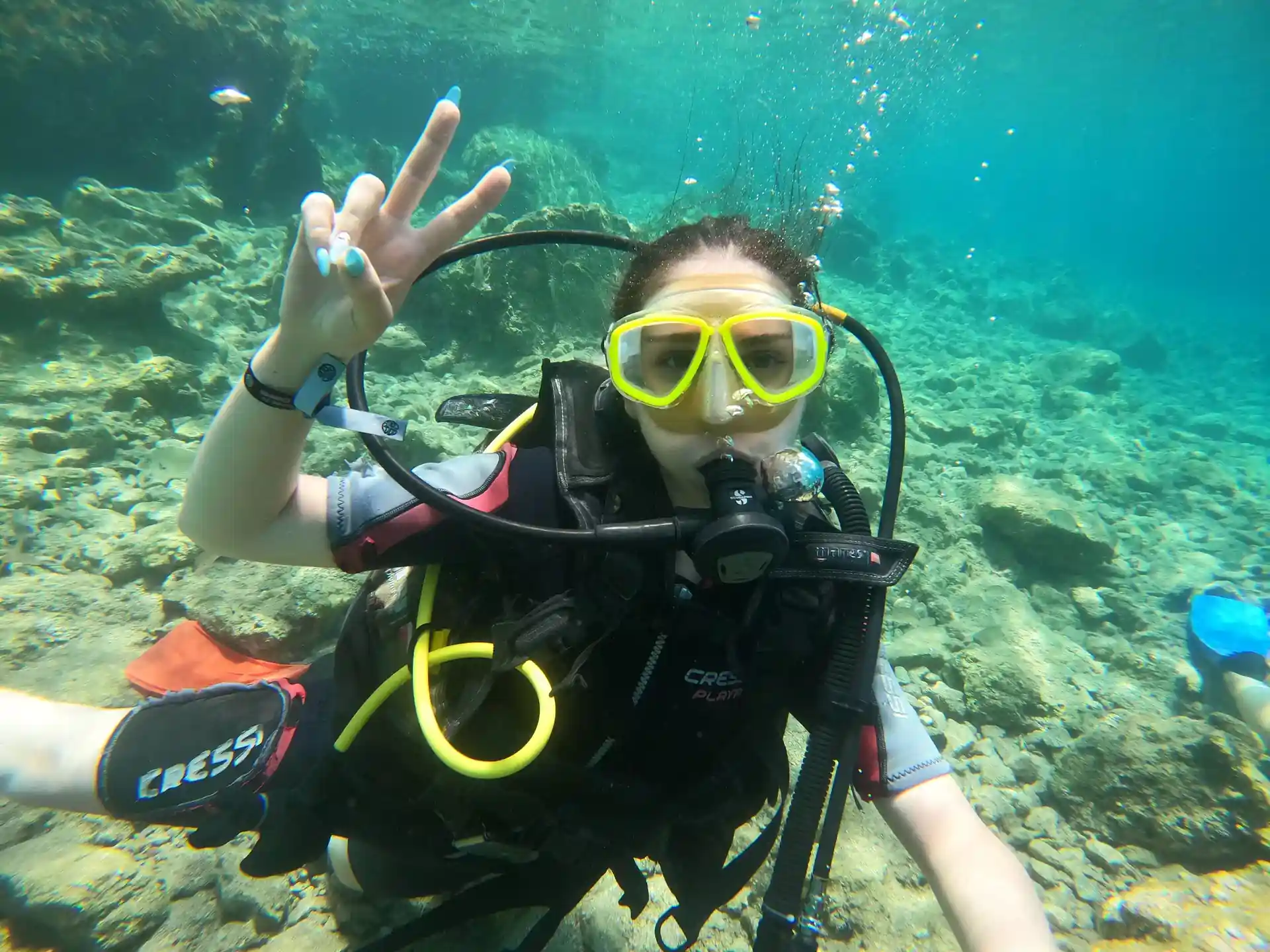 First-time scuba diving experience in Marmaris, Turkey.