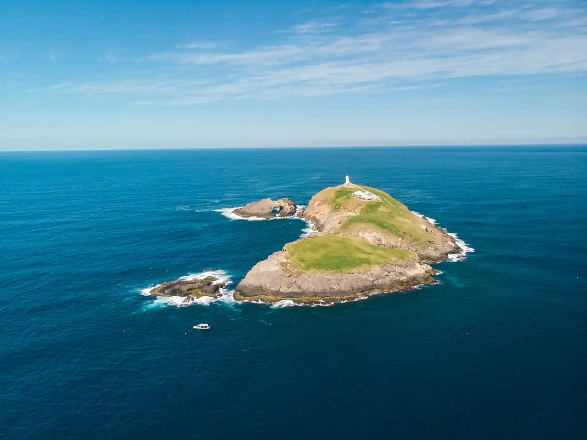 South Solitary Island from above! The lighthouse is uninhabited on the island.