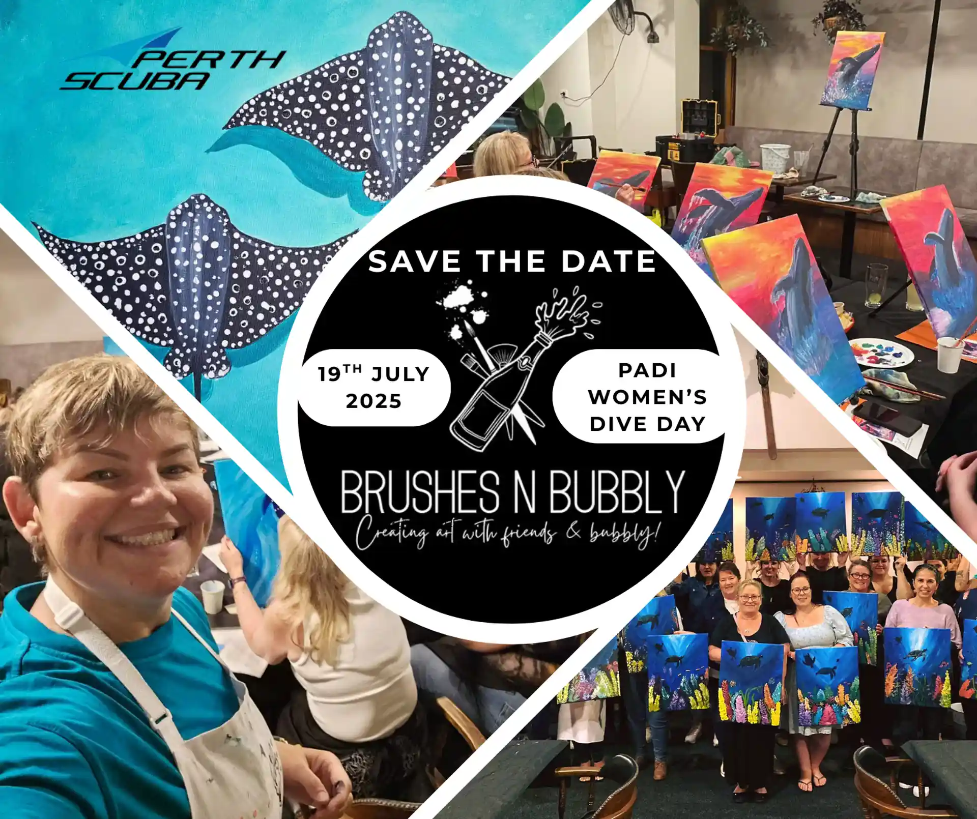 Brushes N Bubbly at Perth Scuba for Women's Dive Day 2025