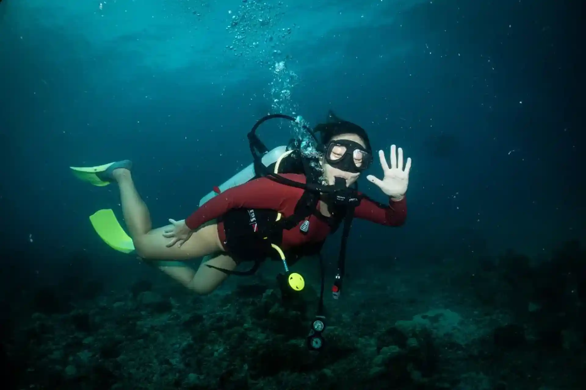 Kim on her fun dives and posing for our photographer