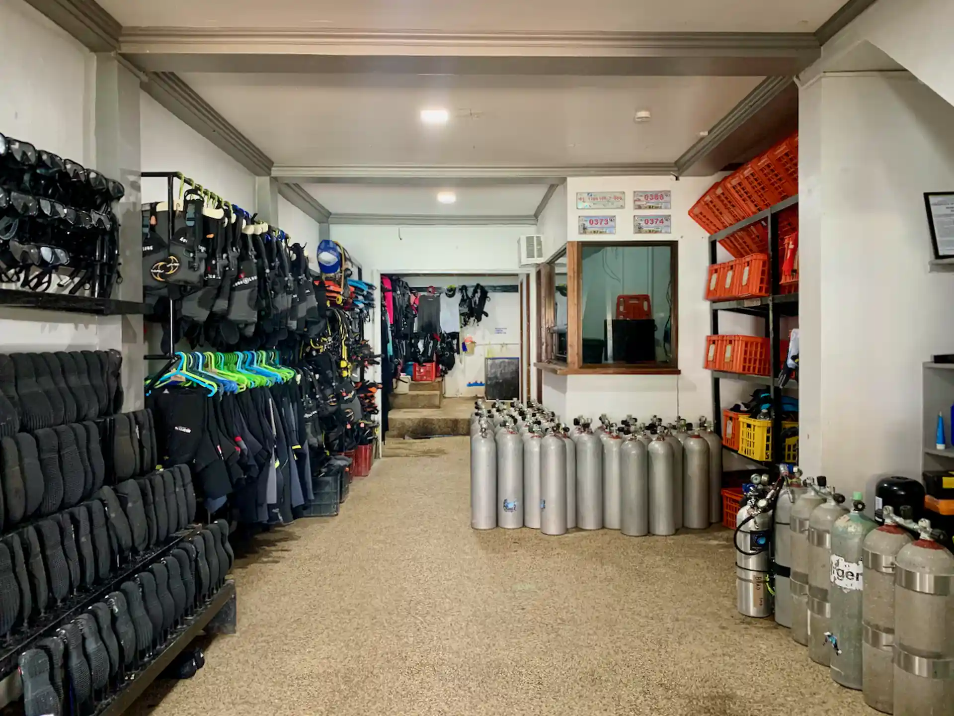 Dive center equipment also suitable for snorkeling.