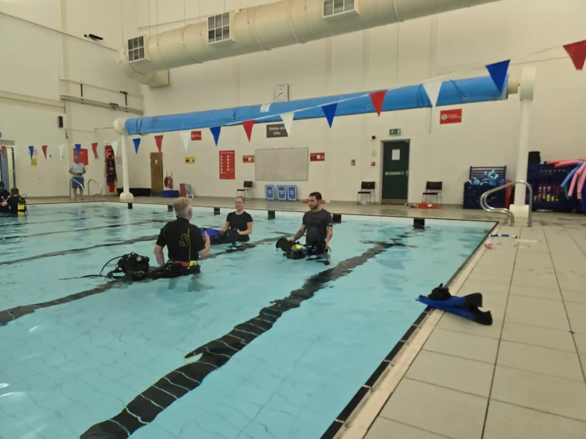 First Dive kitting up at the shallow side of the pool