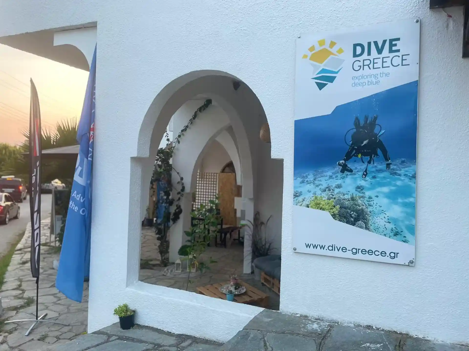Our dive center in Loutra; lateral vue