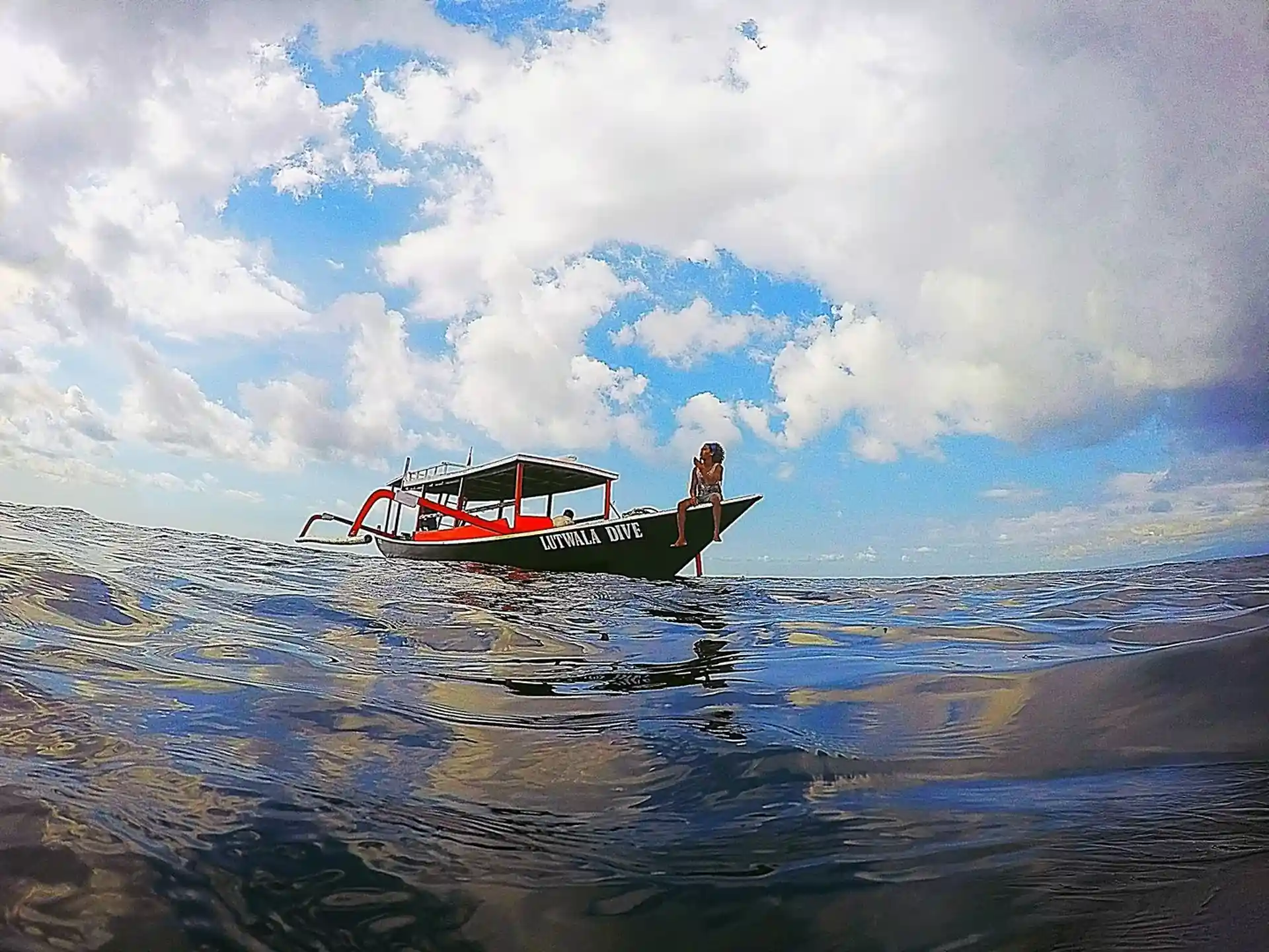 Our dive boat, ready to pick divers up after their dive.