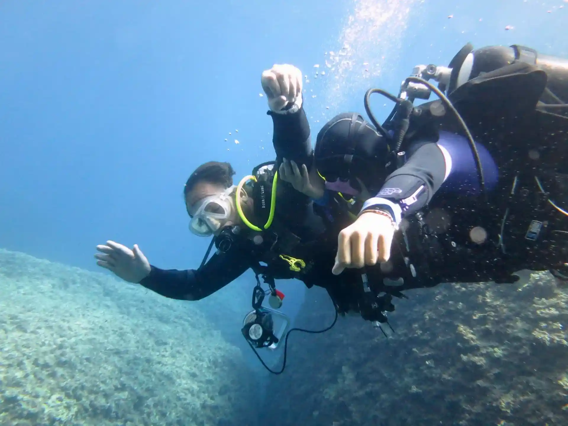 Safety drill practice before entering the cavern