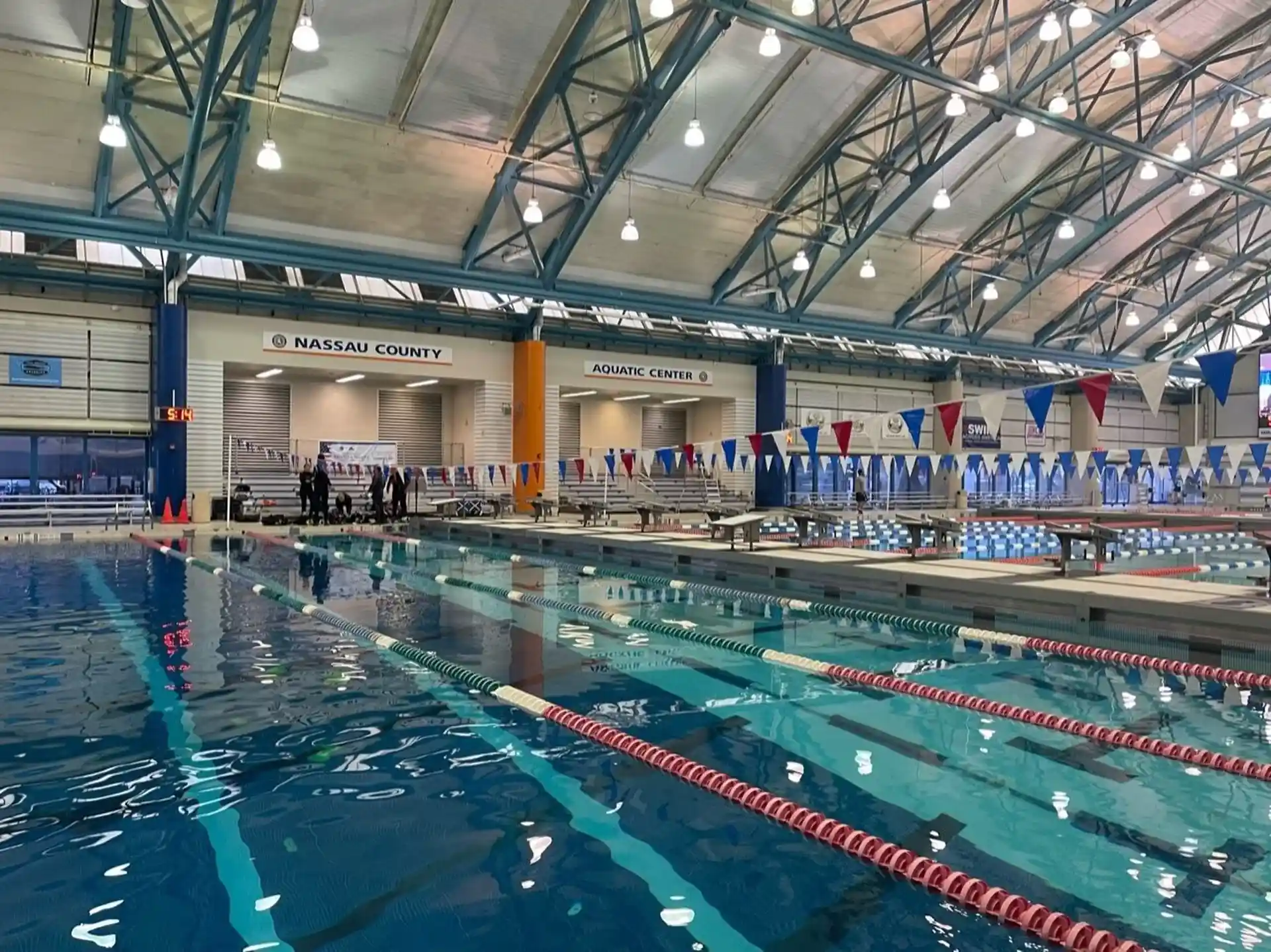 Nassau's facility is an Olympic size pool with depths from 3 feet to 17 feet- perfect for training!