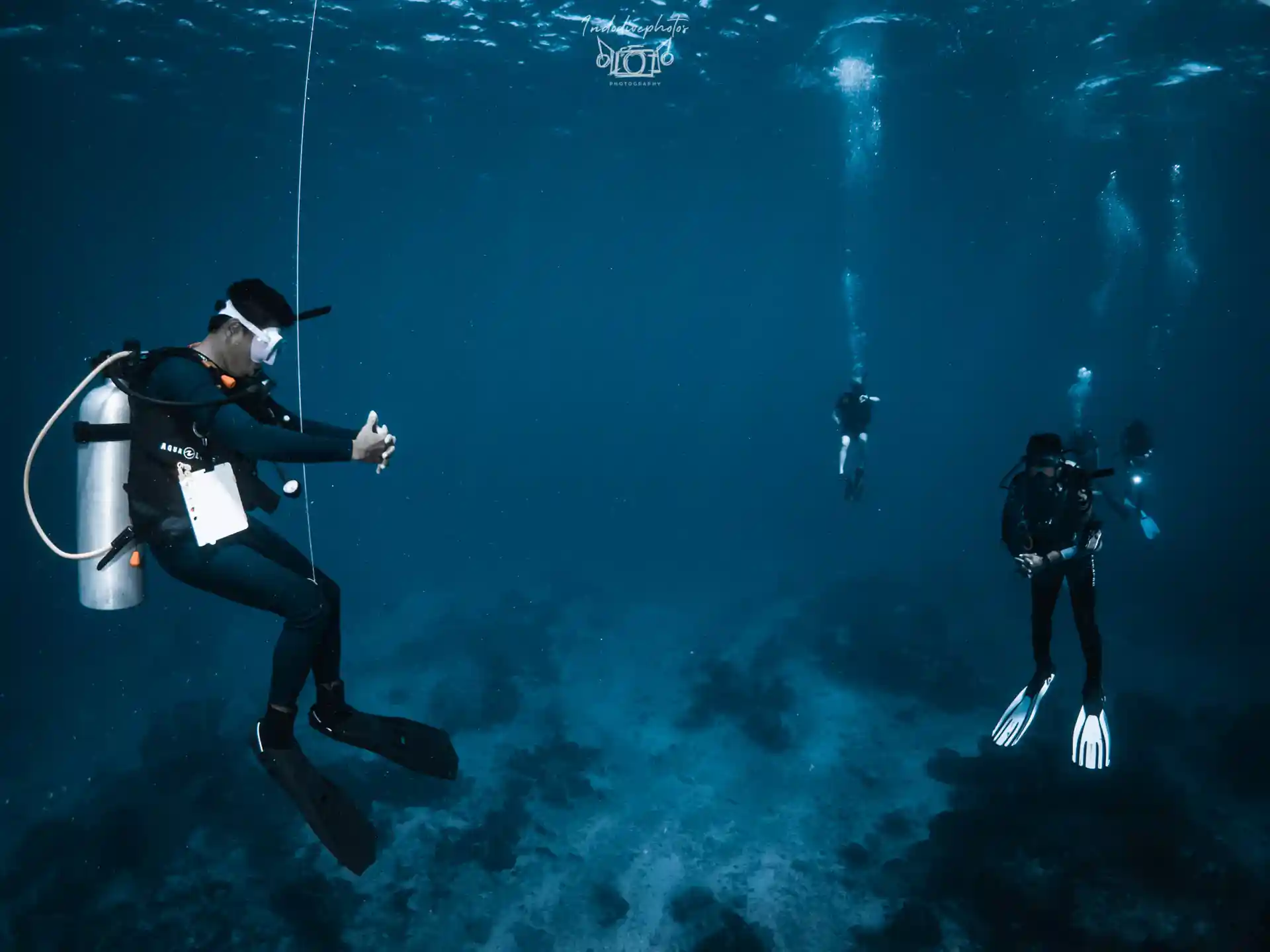 Divers doing a safety stop