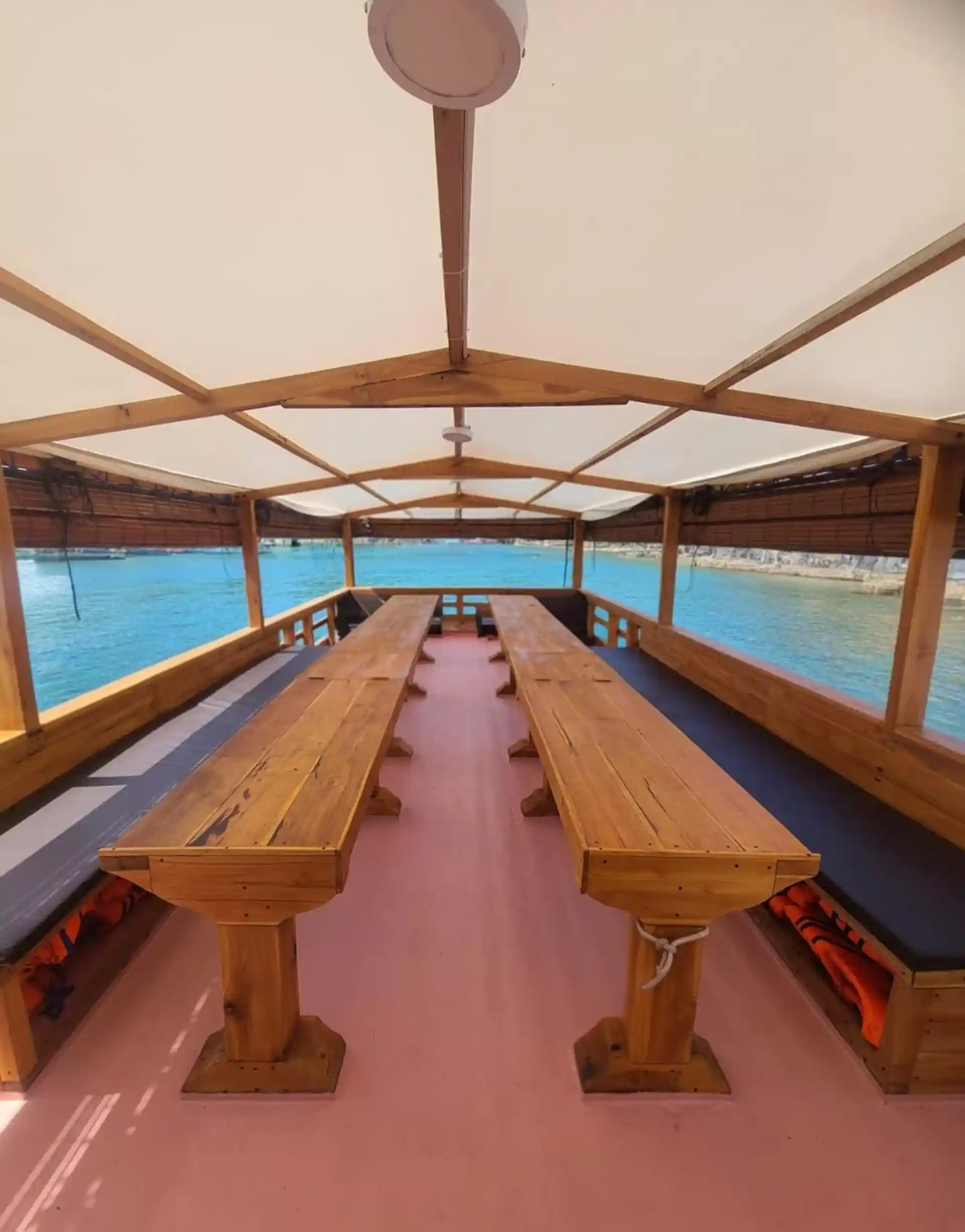 Relaxing area on diving boat