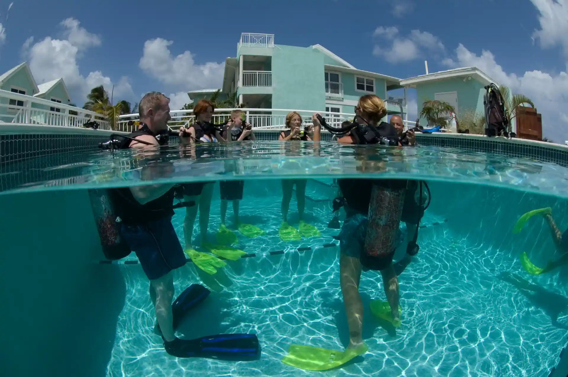 We make it easy and you will be completely comfortable after practicing in our diver training pool before heading out on a boat dive to a shallow coral reef.