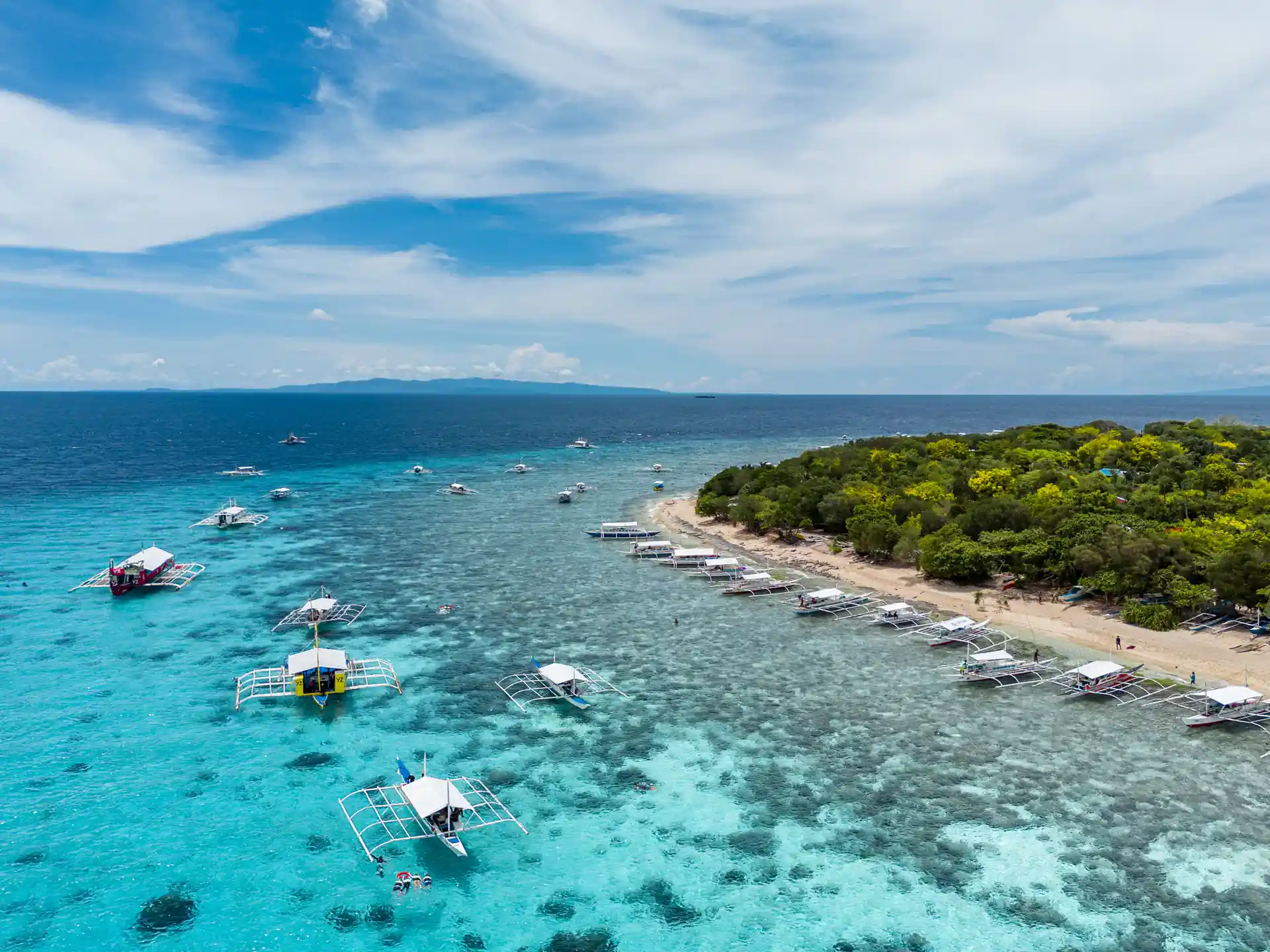 Balicasag island marine sanctuary drone shot