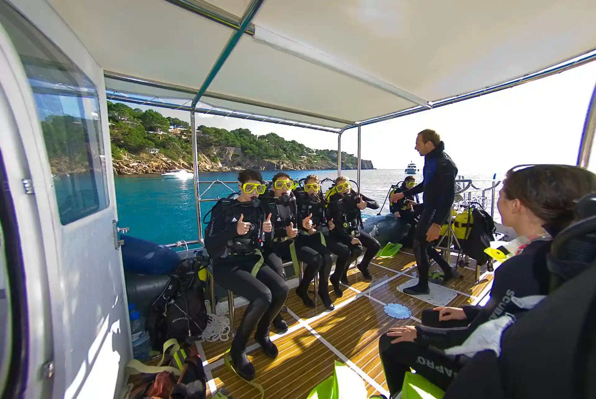 The group is ready to jump in the water