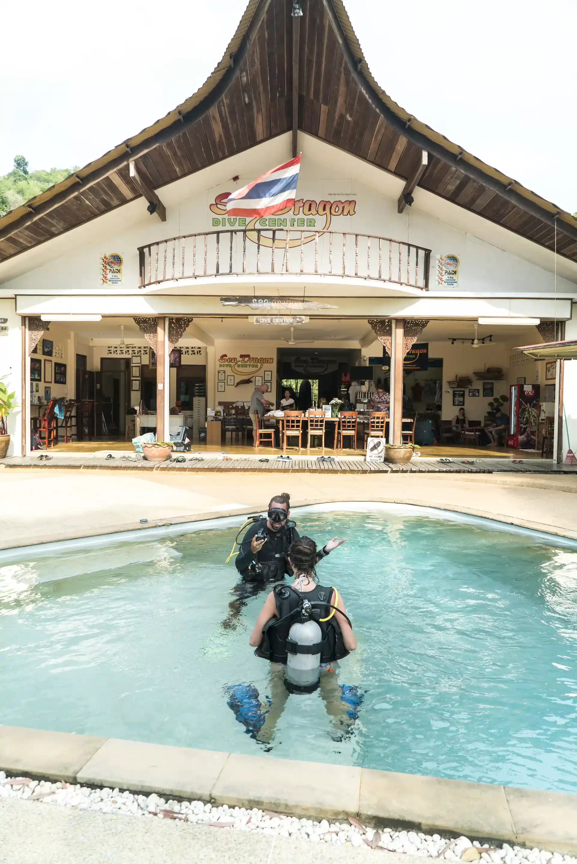 Take your first breath underwater in our on-site swimming pool