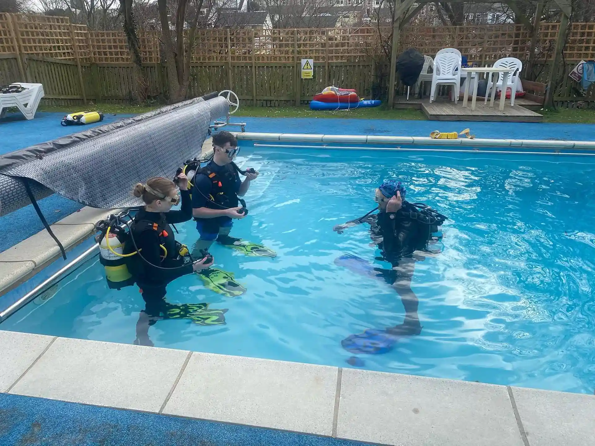 Our heated outdoor training pool, with a depth of nearly 3m
