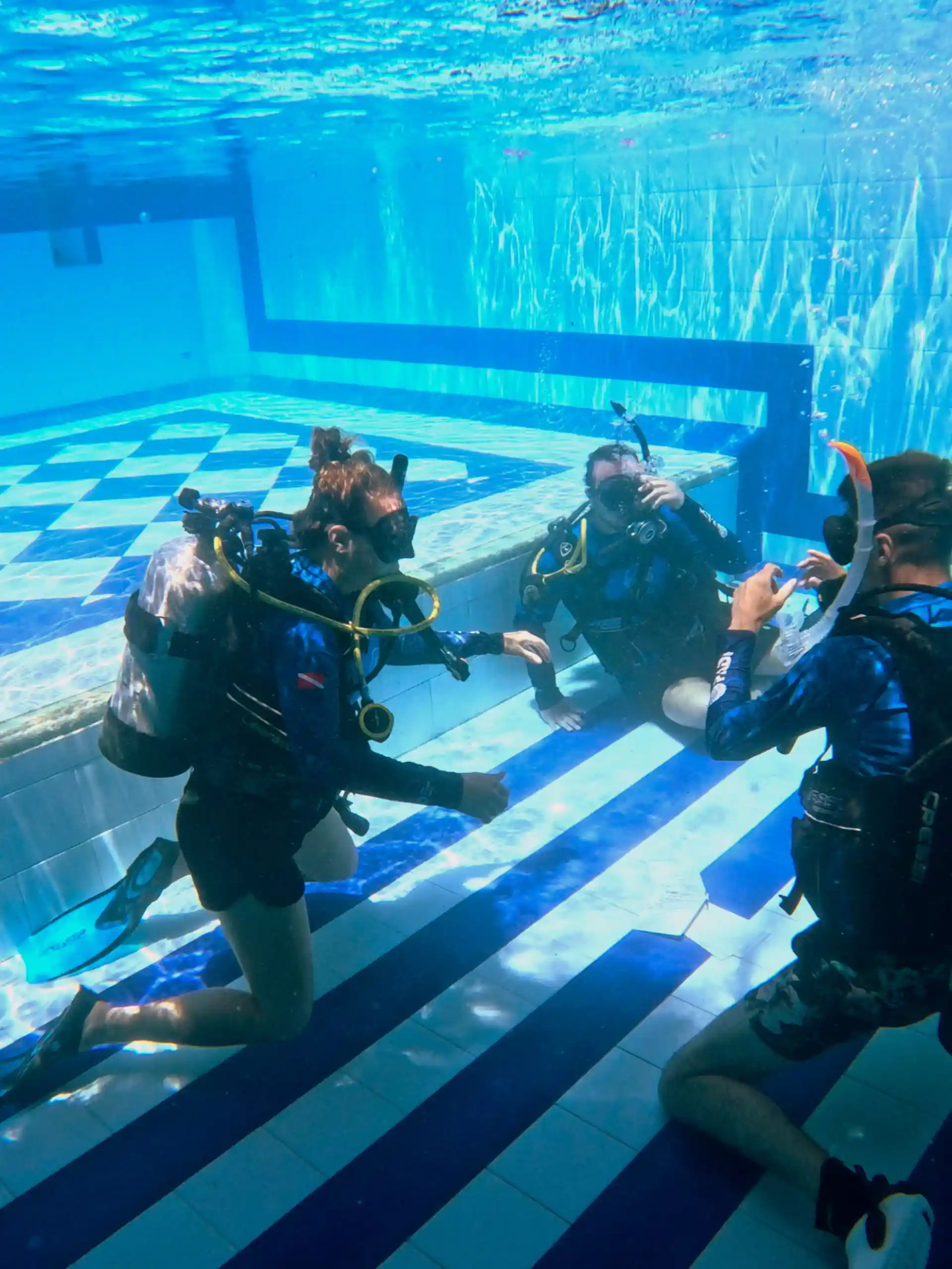 Training in the pool at Divanga Hostel