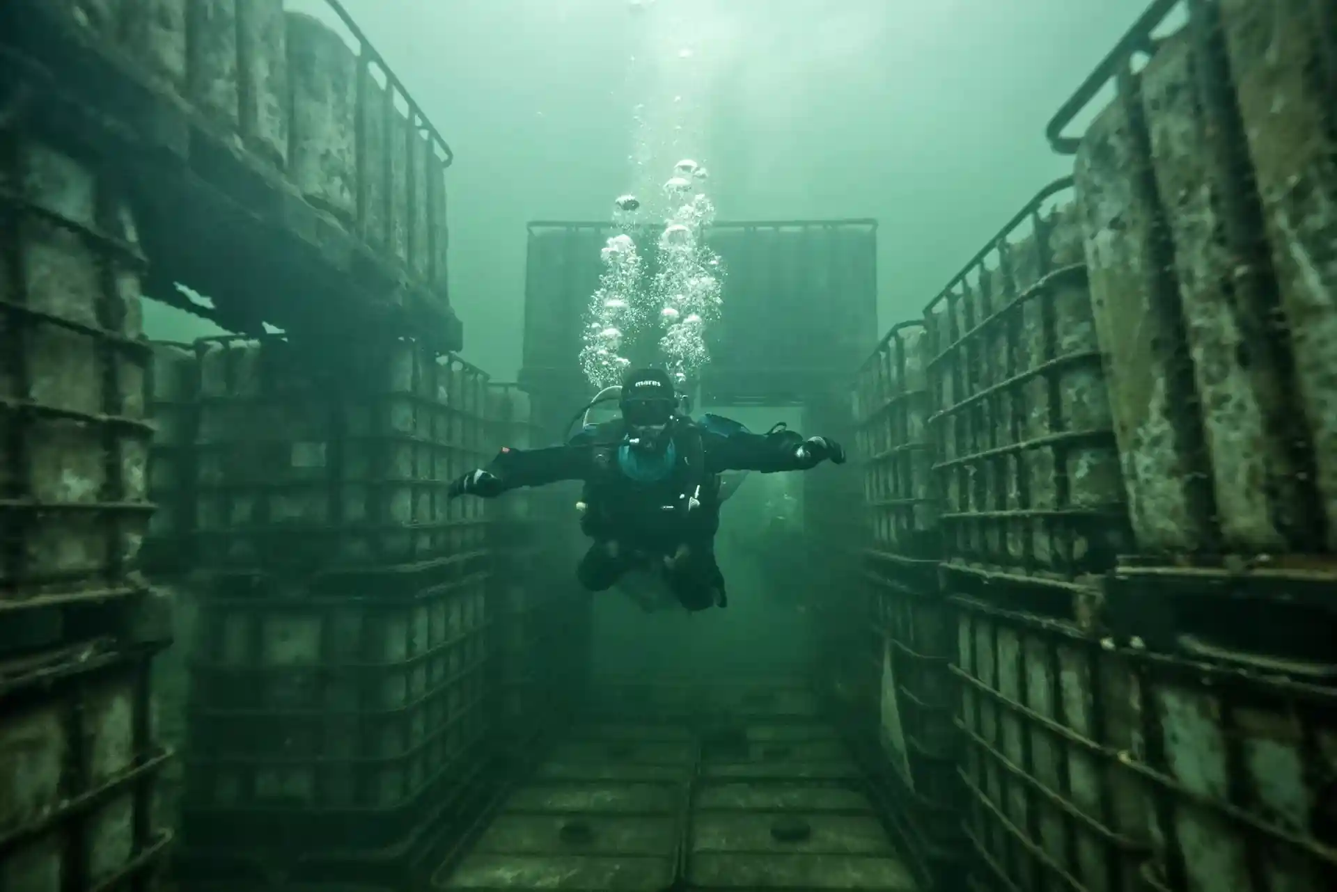 Practicing buoyancy through the cave system